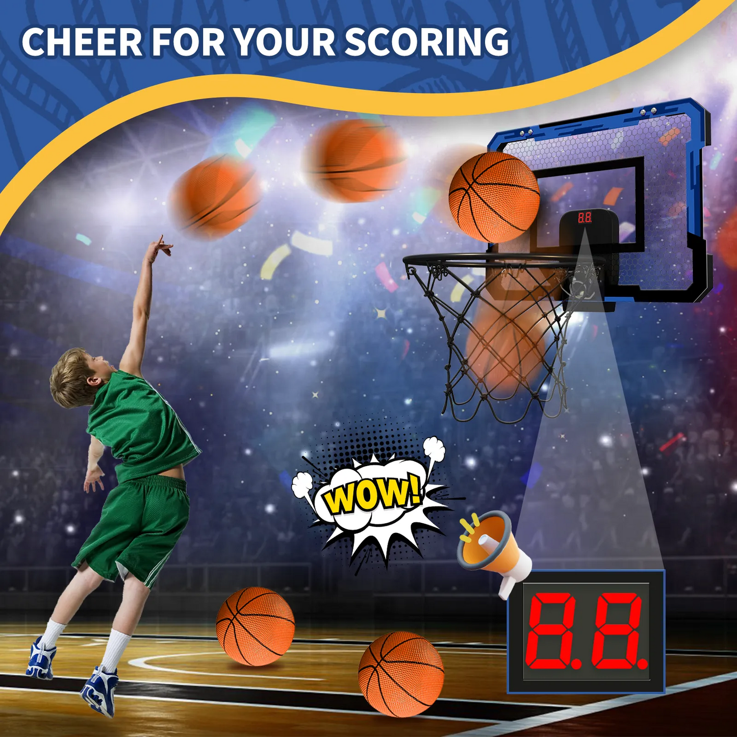 Electric Fold-able Mini Basketball Hoop Set™ without Scoreboard!