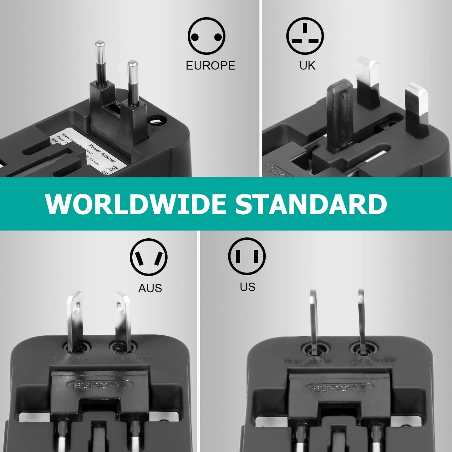 Universal Adapter with Dual USB Port