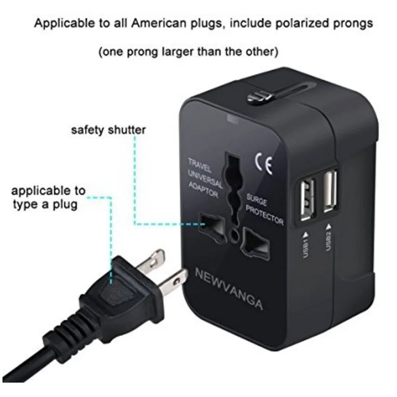 Universal Adapter with Dual USB Port